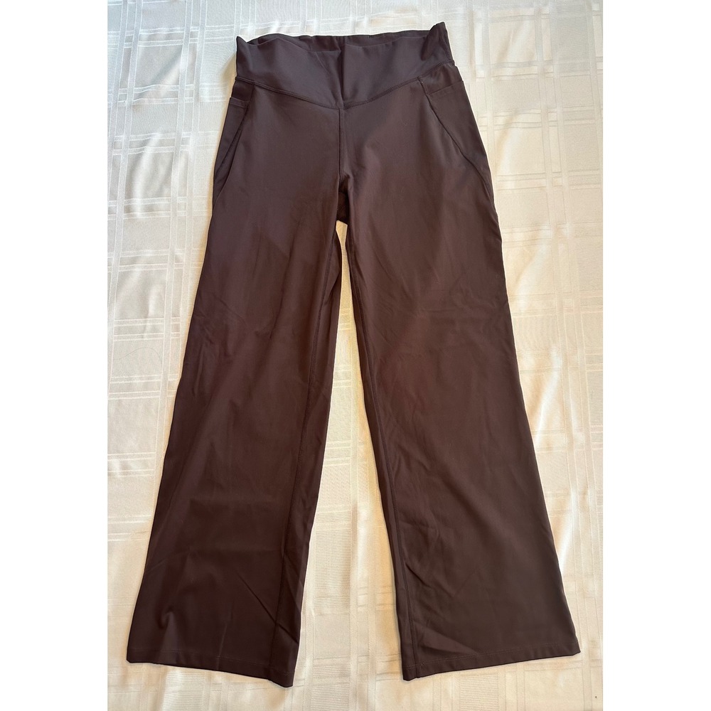 Jockey Pants Womens XL Brown Wide Leg High Rise Yoga Active Pockets 1946422